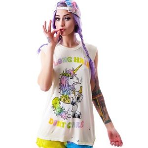 UNiF Long hair don't care vest t-shirt Super rare!